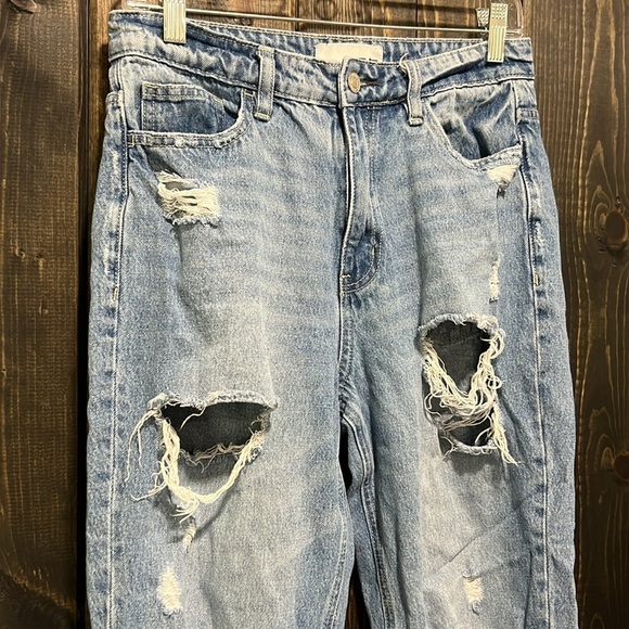 Vervet Jeans 28 Distressed Straight Leg Festival Ankle Length Super High Waist - Picture 2 of 9